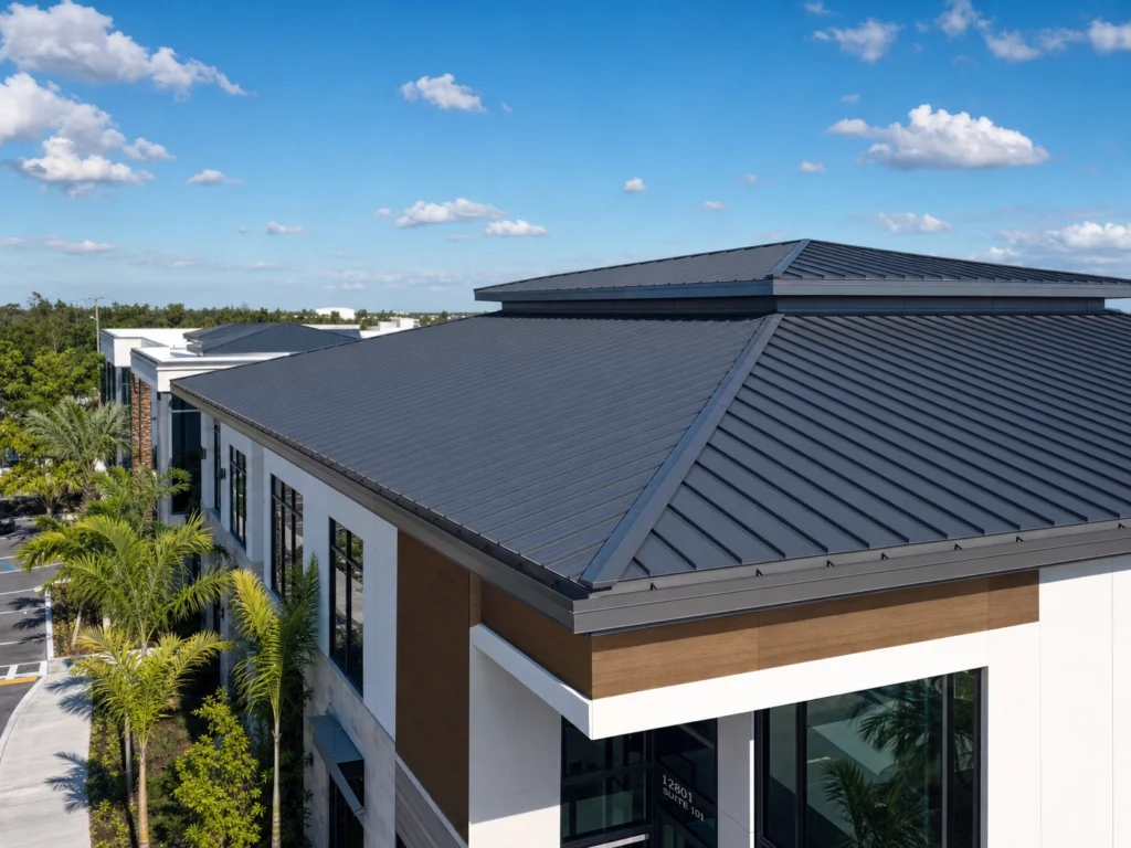 Commercial building in Southwest Florida with a durable metal roofing system